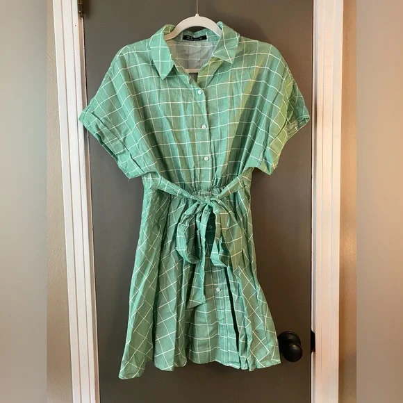 Simplee Apparel | Dresses | Light Green Plaid Dress | Poshmark